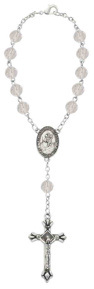 (695C) CRYSTAL/APRIL AUTO ROSARY/CARD