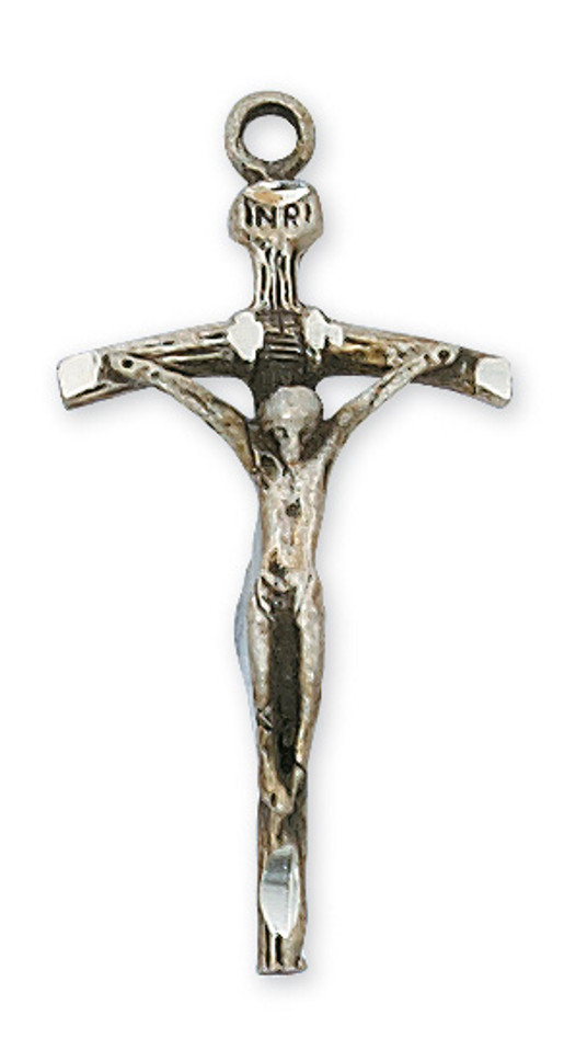 (L9040) 18" CH SS PAPAL CRUCIFIX