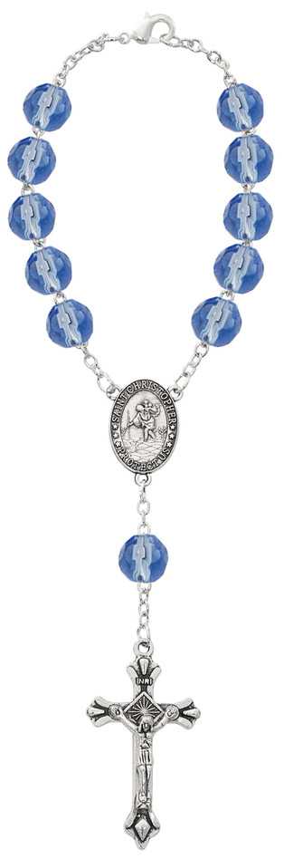 (703C) ZIRCON/DEC AUTO ROSARY/CARDED