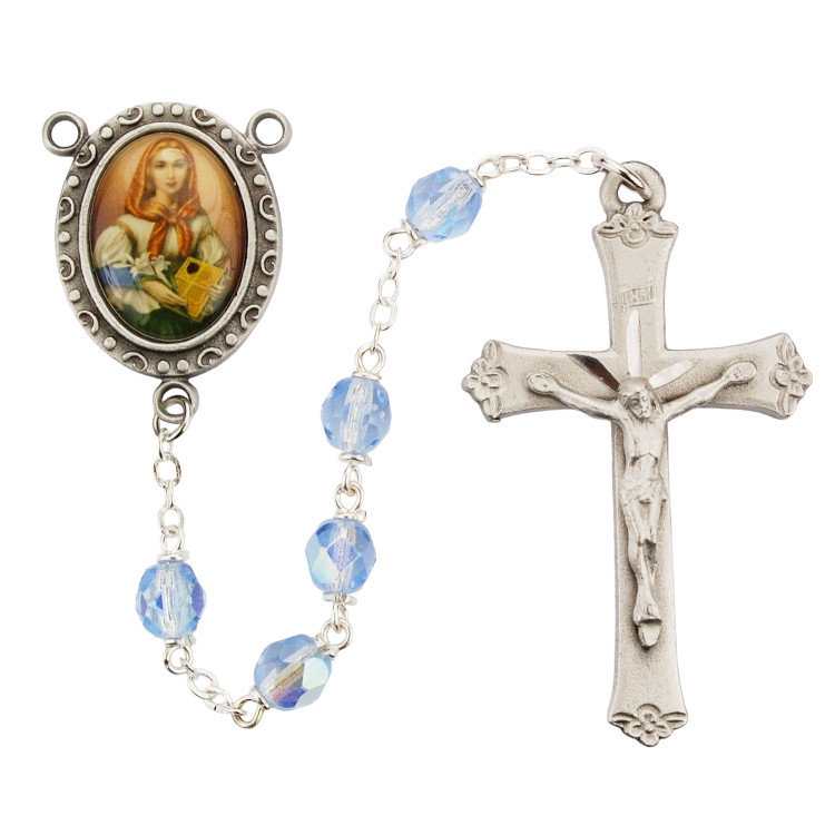 (R190DF) 6MM BLUE ST. DYMPHNA ROSARY