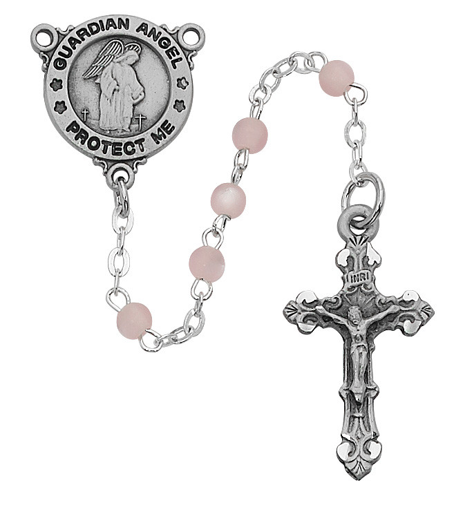 (R367DG) PINK GUARDIAN ANGEL ROSARY