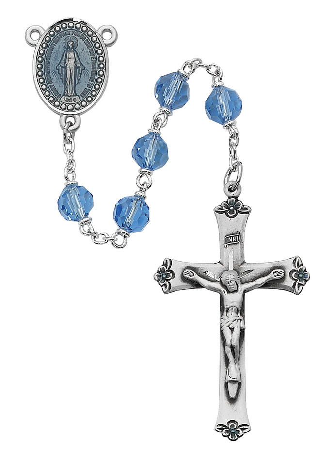 (R401DF) 7MM BLUE TINCUT ROSARY