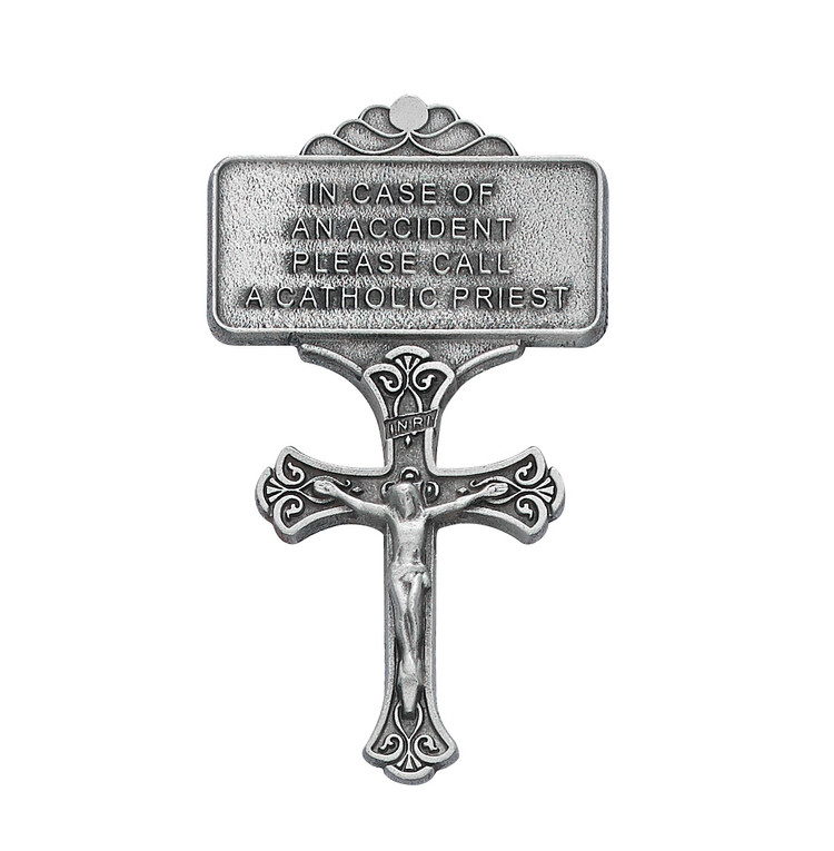 (VC-543S) PEWTER VISOR CLIP, CRUCIFIX