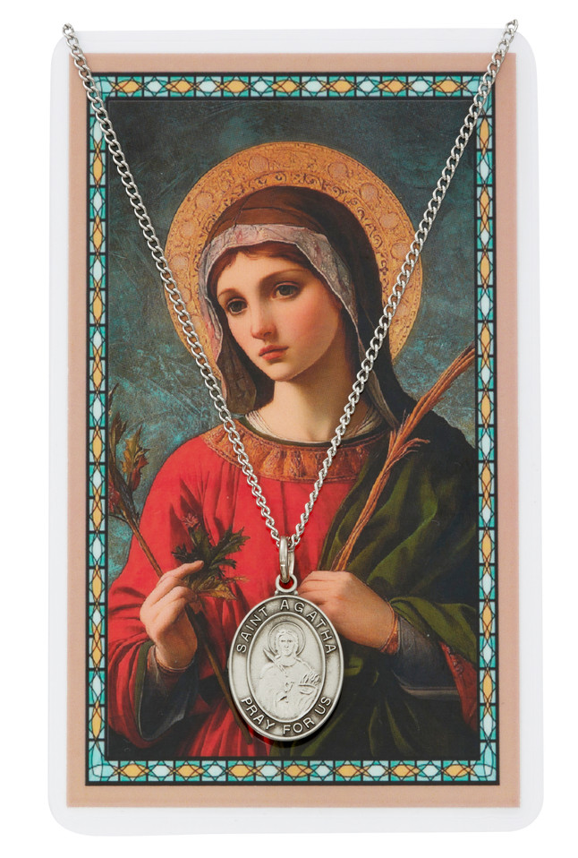 (PSD683AG) ST AGATHA MEDAL & PRAYER CARD