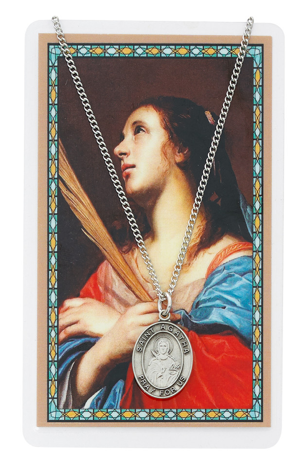 (PSD683AG) ST AGATHA MEDAL & PRAYER CARD