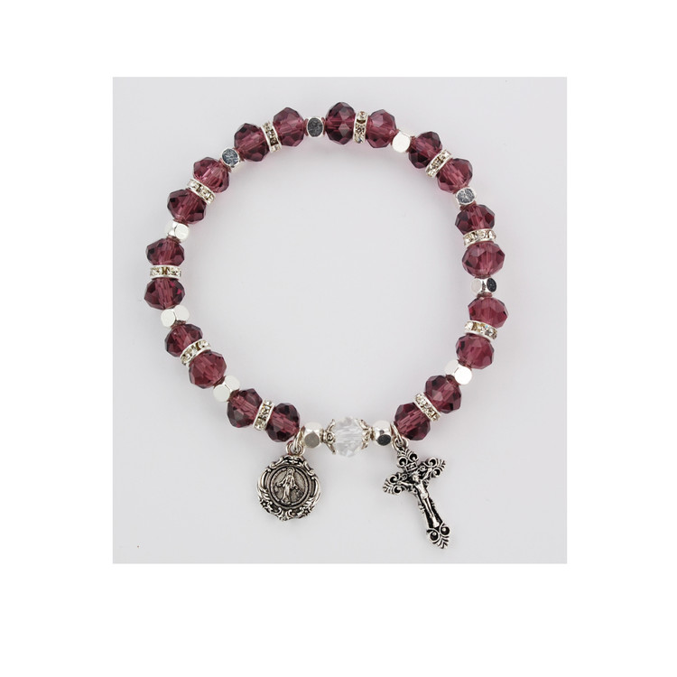 (BR808C) DK AMETHYST ROSARY BRAC CARD