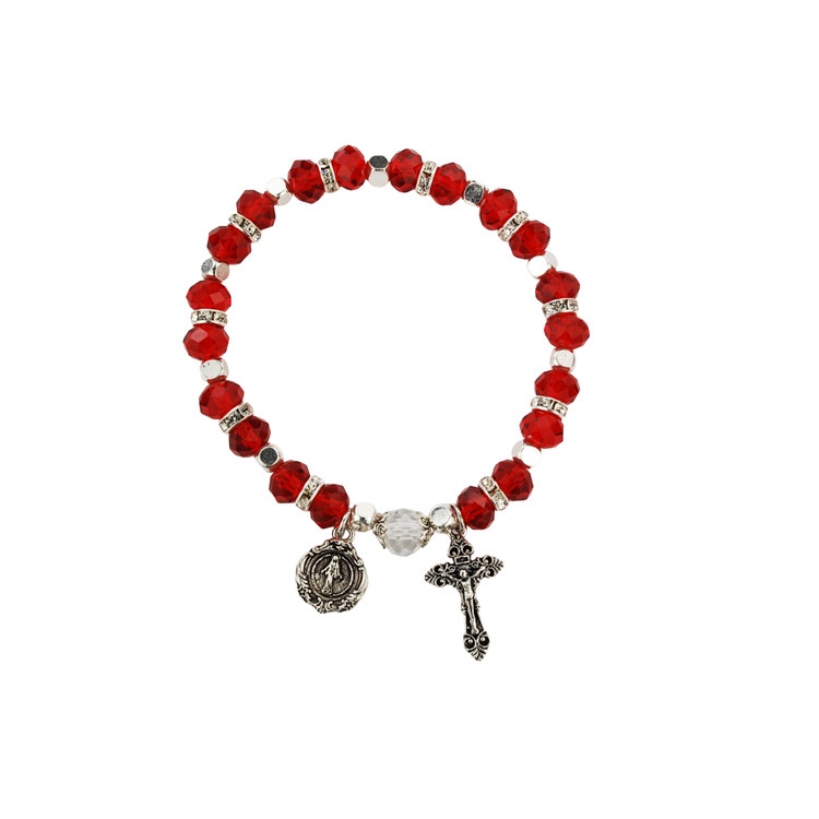 (BR813C) RUBY ROSARY BRACELET, CARDED