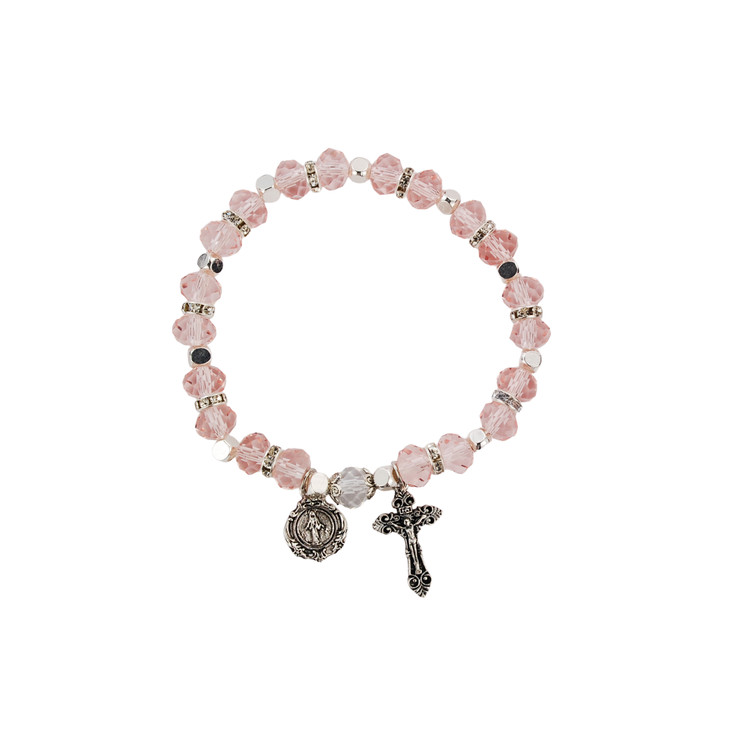 (BR816C) ROSE ROSARY BRACELET, CARDED