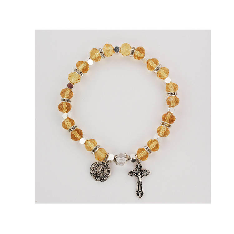 (BR817C) TOPAZ ROSARY BRACELET, CARDED