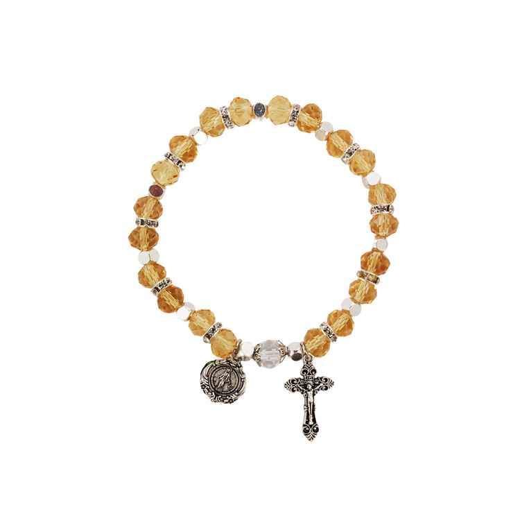 (BR817C) TOPAZ ROSARY BRACELET, CARDED