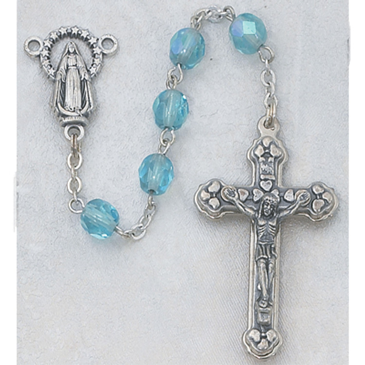 (120-AQR) 6MM AB AQUA/MARCH ROSARY