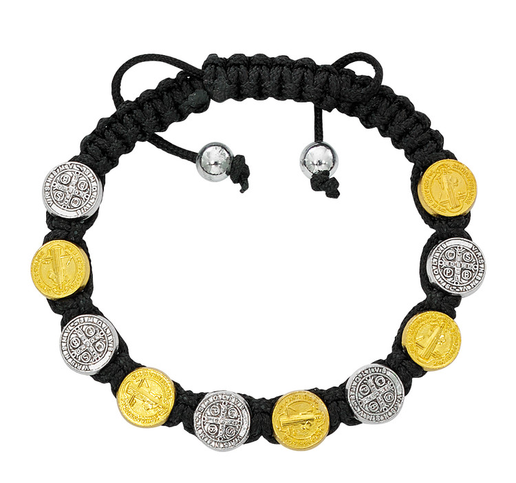 (BR869C) BLACK CORD SILVER/GOLD ST. BEN