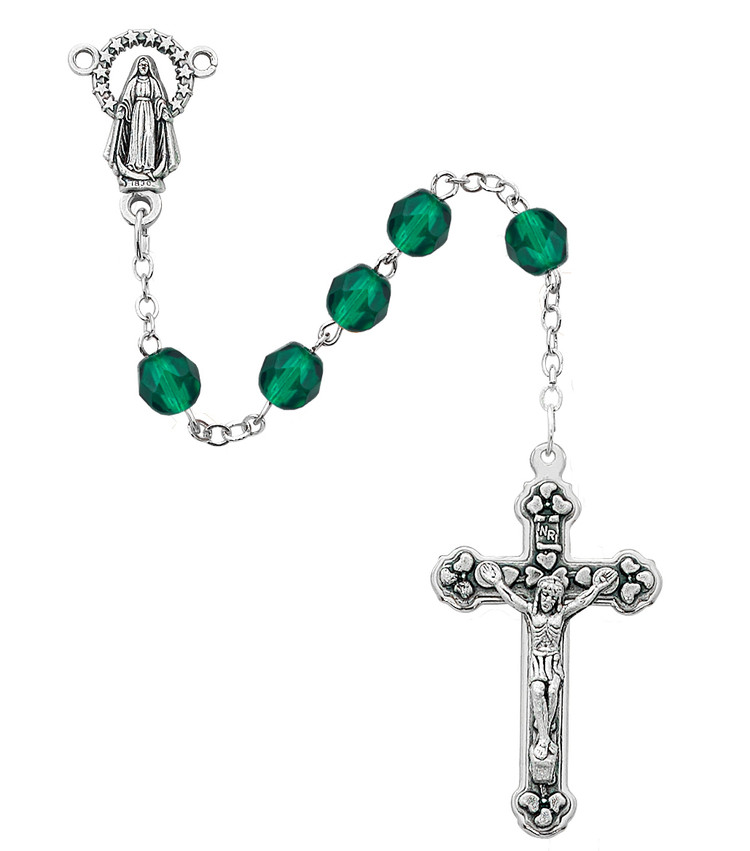 (120-EMC) 6MM EMERALD/MAY ROSARY