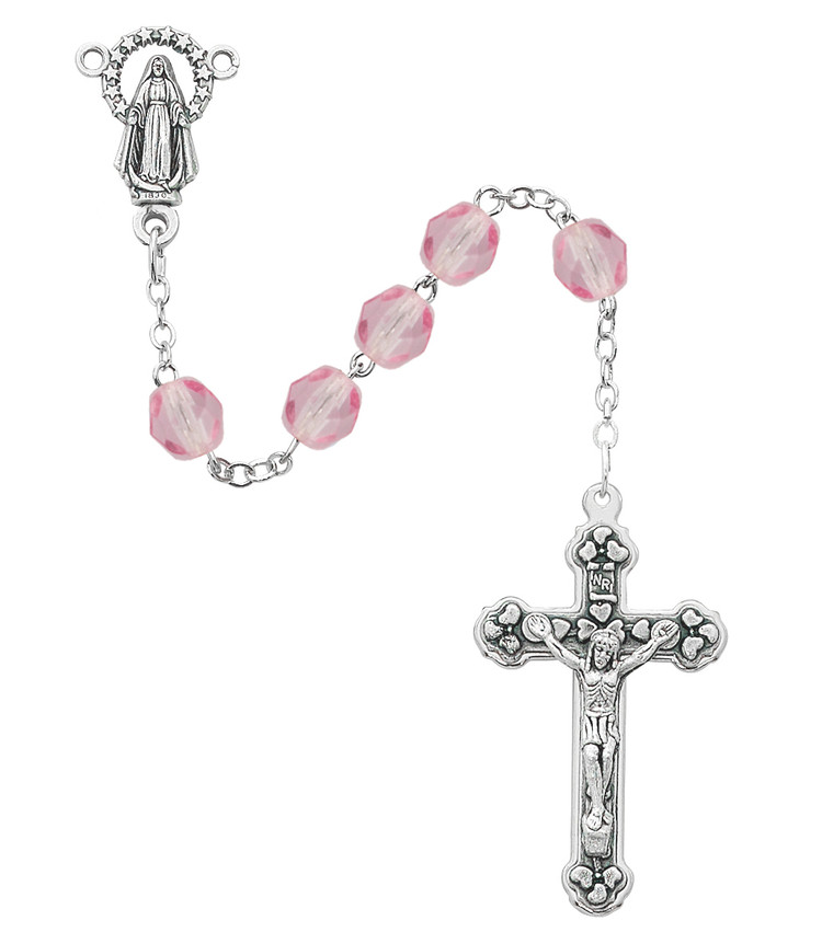 (120-RSC) 6MM ROSE/OCTOBER ROSARY
