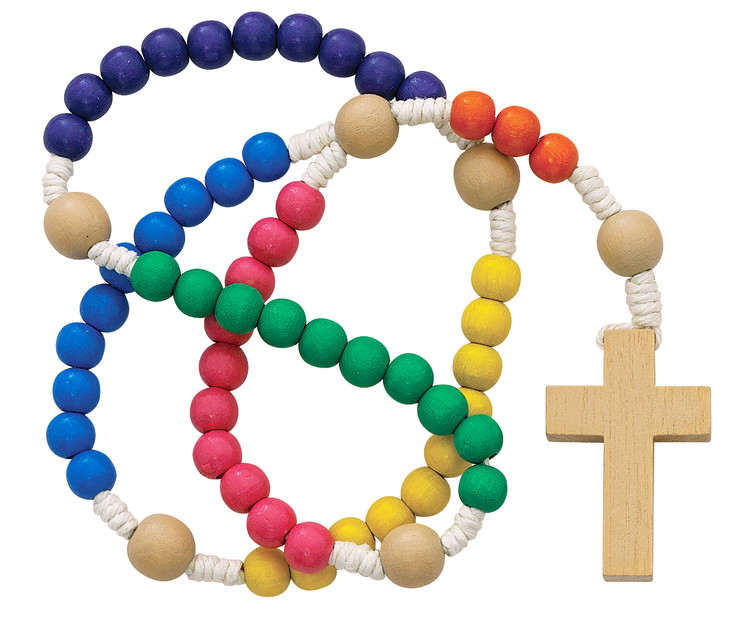 (628C) SMALL WOODEN KIDDEE ROSARY