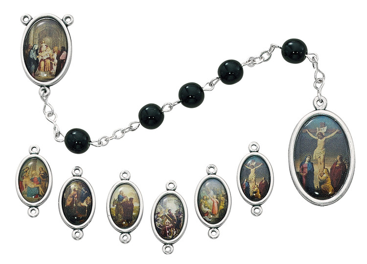 (722X) 7MM BLACK 7 SORROWS CHAPLET