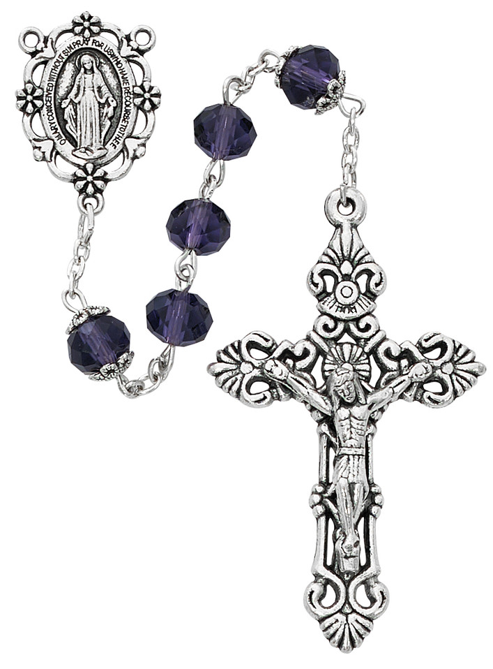 (P361C) 8MM SUN-CUT AMETHYST ROSARY