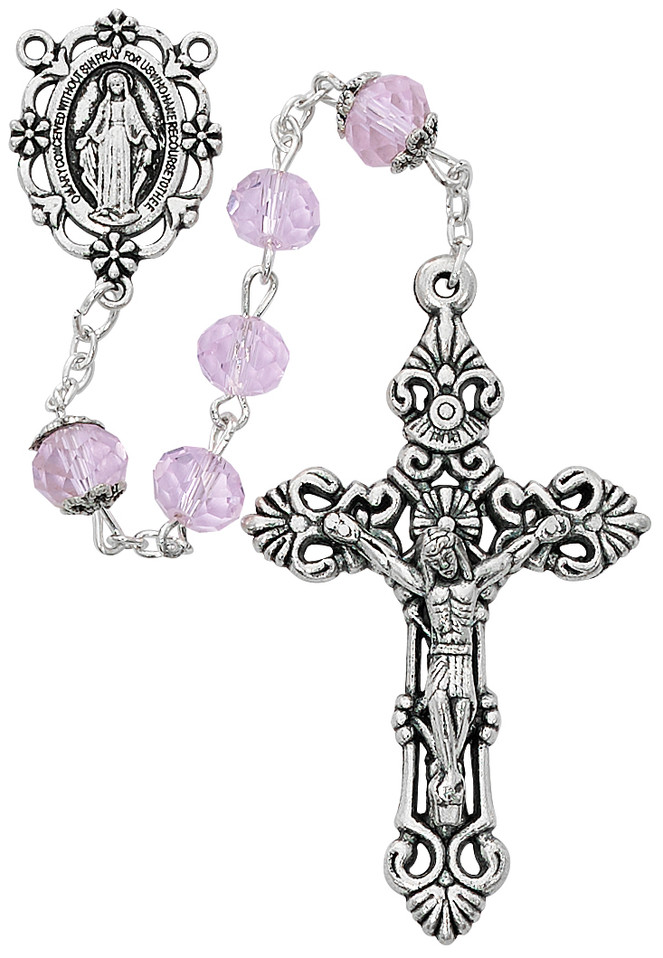 (P364X) 8MM SUN-CUT PINK ROSARY