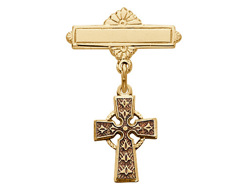 (434JT) G/SS CELTIC CROSS  BABY PIN/T.