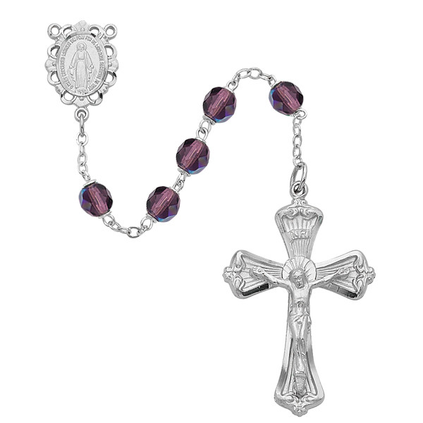 (880-DAKF) 6MM DK AMETHYST ROSARY