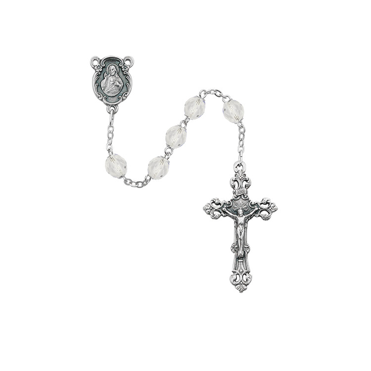 (875-CRG) 6MM CRYSTAL/APRIL ROSARY
