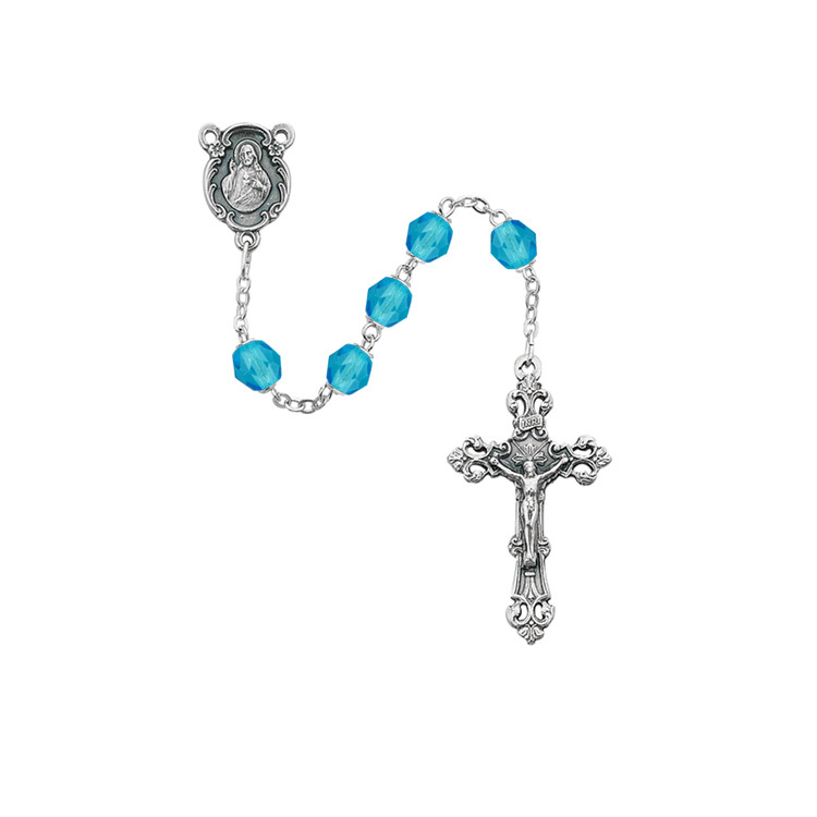 (875-AQG) 6MM AQUA/MARCH ROSARY
