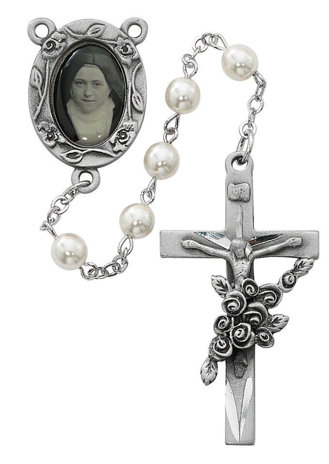 (792DF) 6MM PEARL ST THERESE  ROSARY