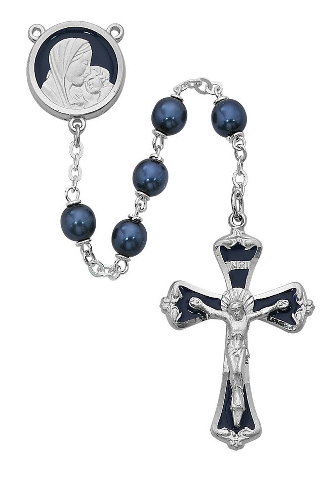 (774RF) 7MM DARK BLUE ROSARY W/ENAMEL