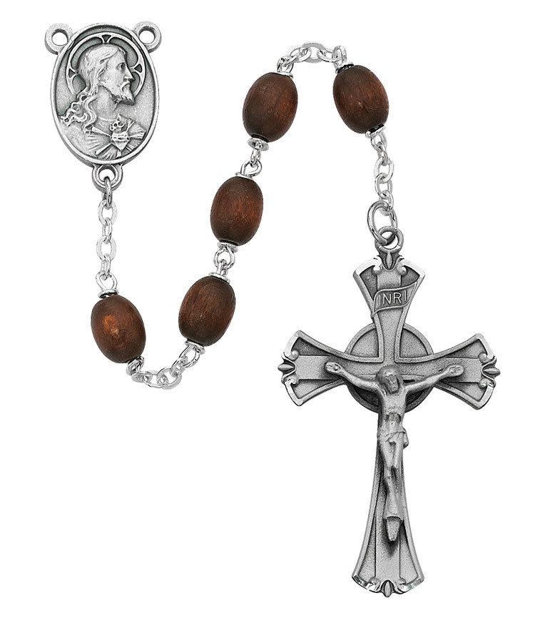 PEWTER SACRED HEART CRUCIFIX AND CENTER DELUXE GIFT BOX INCLUDED