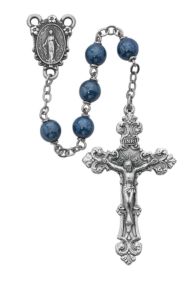 (487SF) 7MM BLUE GLASS ROSARY