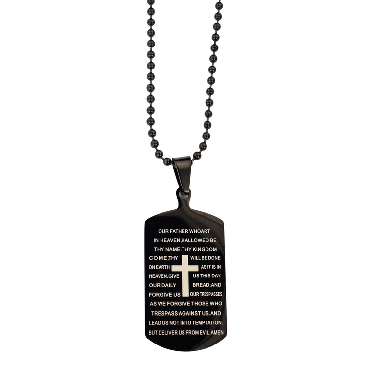(NK197C) BLACK STAINLESS O.F. DOG TAG 