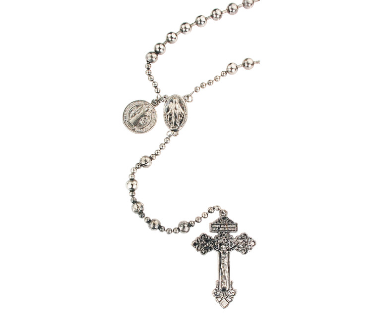 (P415C) SILVER PLATED ST. BEND ROSARY