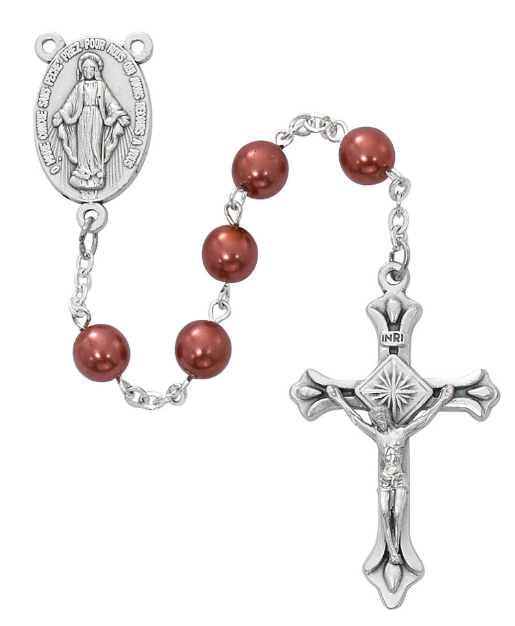 (P404X) 7MM ROSE COLOR PEARL ROSARY