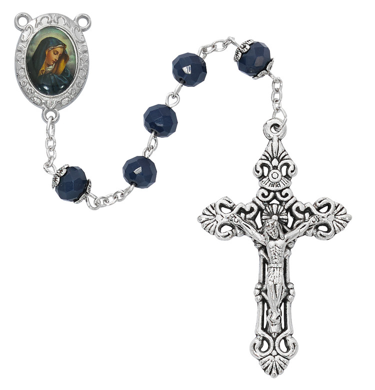 (P401F) BLUE OL SORROWS ROSARY F BOX