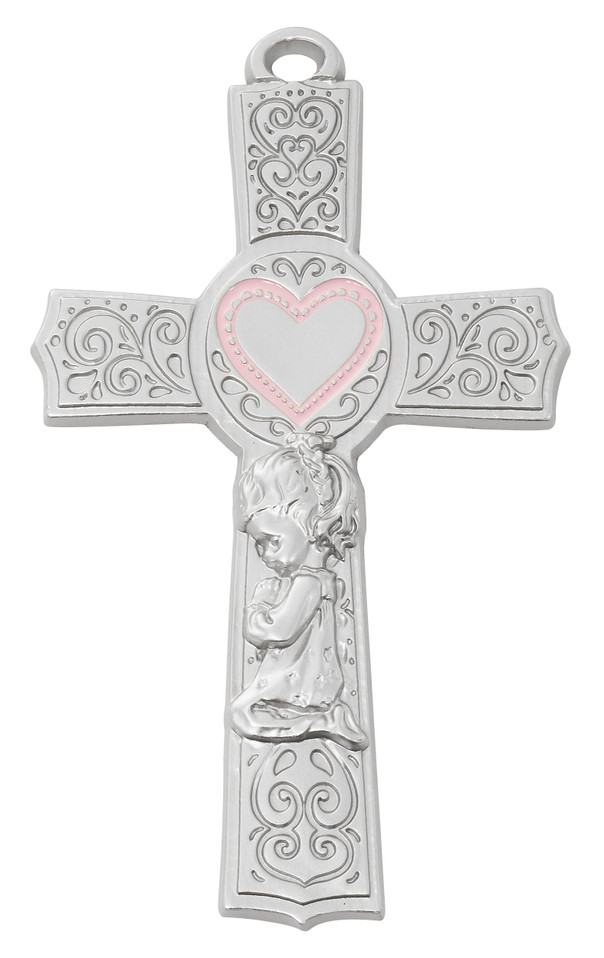 (73-63) 6" PEWTER BABY GIRL PINK EPOXY