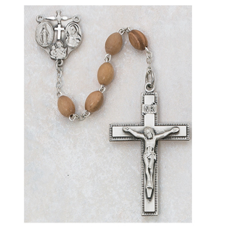 (171LF) SS 4X6MM OLIVE WOOD  ROSARY