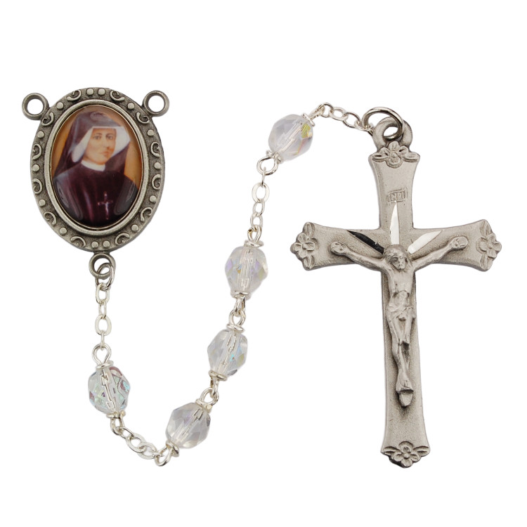 (R194DF) 6MM CRYSTAL ST FAUSTINA ROSARY
