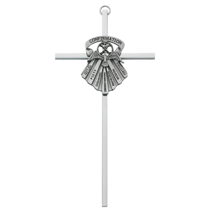 (77-04) 6" SILVER CONFIRMATION CROSS