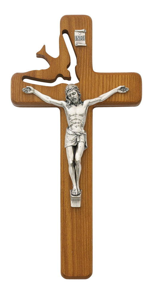 (77-06) 8" WALNUT HOLY SPIRIT CRUCIFIX