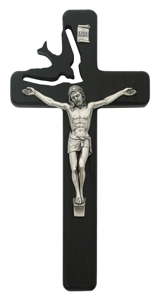 (77-07) 8" BLACK HOLY SPIRIT CRUCIFIX