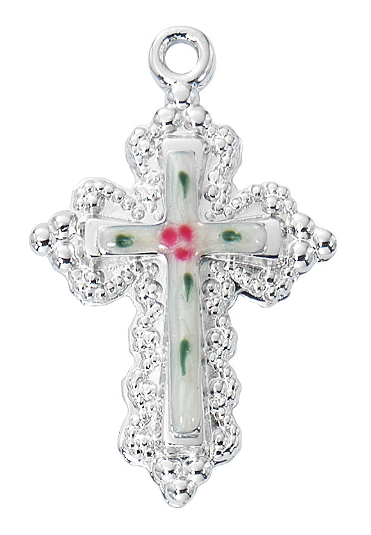 (L9238) 18" CH SS CLOISONNE ENAMEL CRO