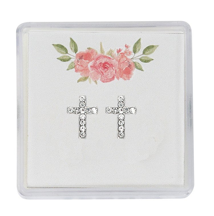 (EAR27) CRYSTAL CROSS EARRINGS