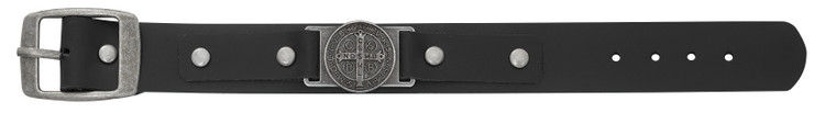 (BR179X) BLACK LEATHER ST BENEDICT BRAC