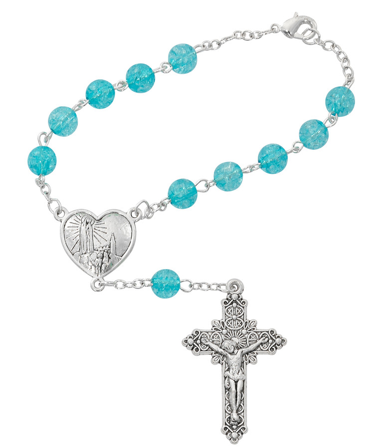 (AR105C) AQUA FATIMA AUTO ROSARY