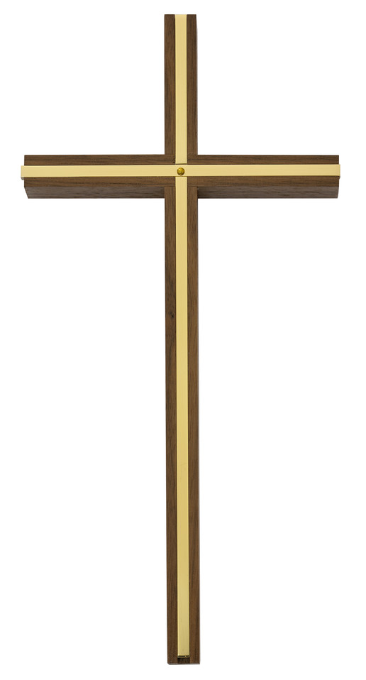 (71-24) 10" WALNUT CROSS WITH BRASS 