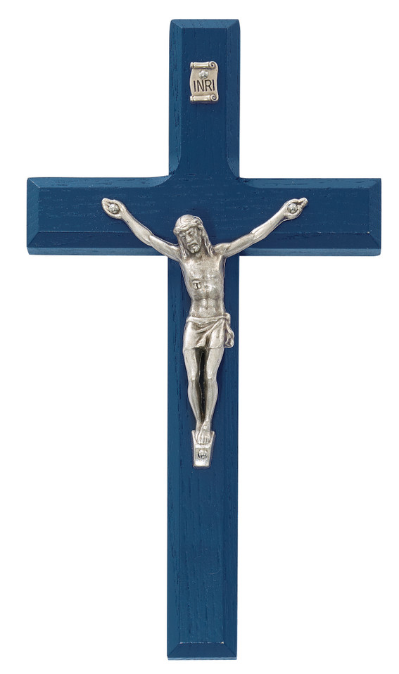 (79-39) 6.75" BLUE WOOD CRUCIFIX,BOX