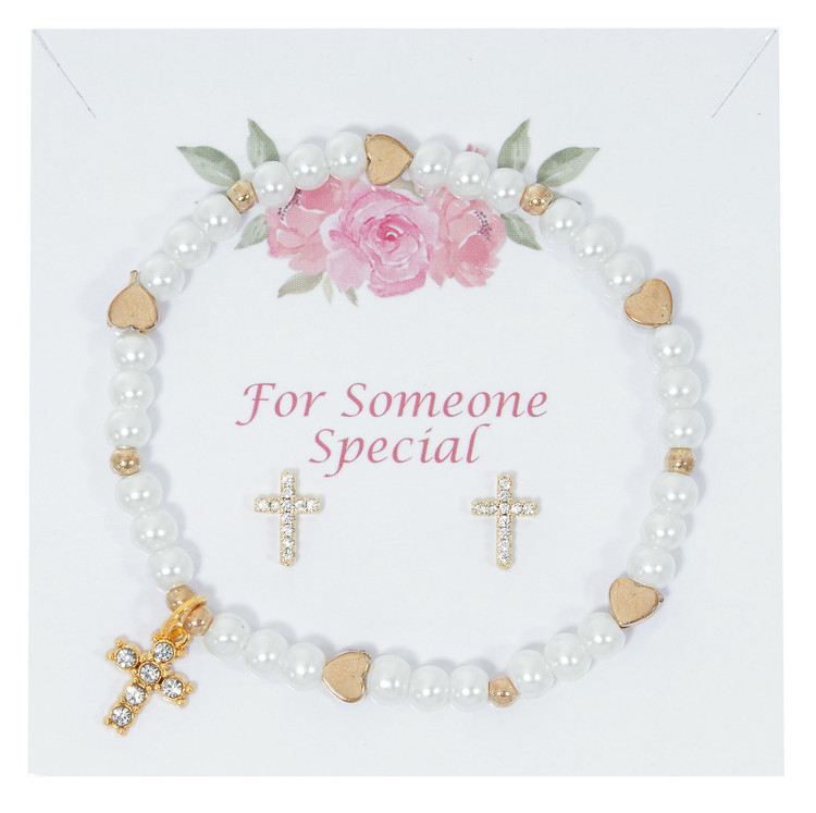 (PND20) GP PEARL BRACELET & EARR SET