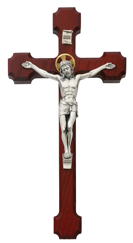 (79-42492) 10" CHERRY CRUCIFIX W/HALO SIL