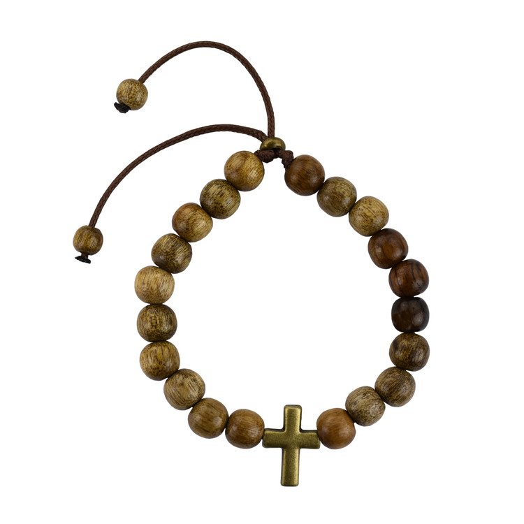 (BR243C) IMBUIA WOOD CORDED BRACELET
