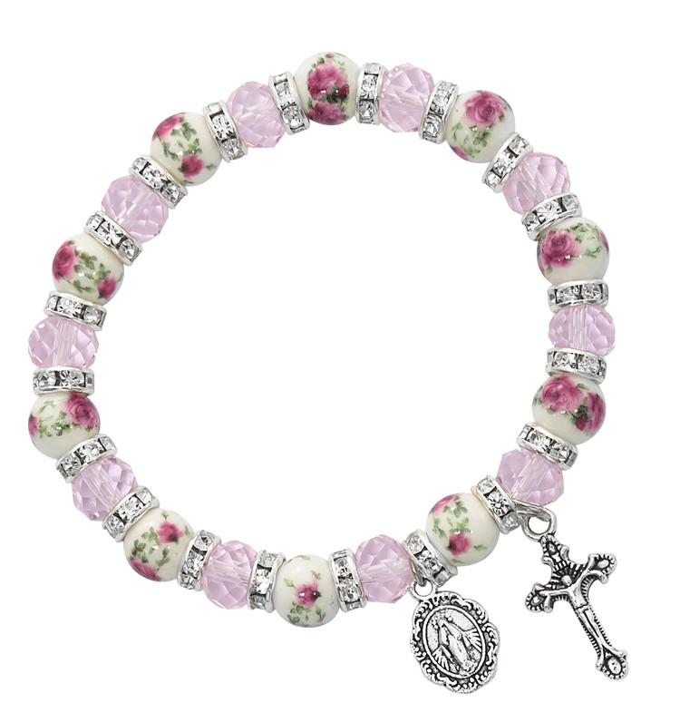 (BR236) 7.5" PINK CRYSTAL/CERAMIC STR 